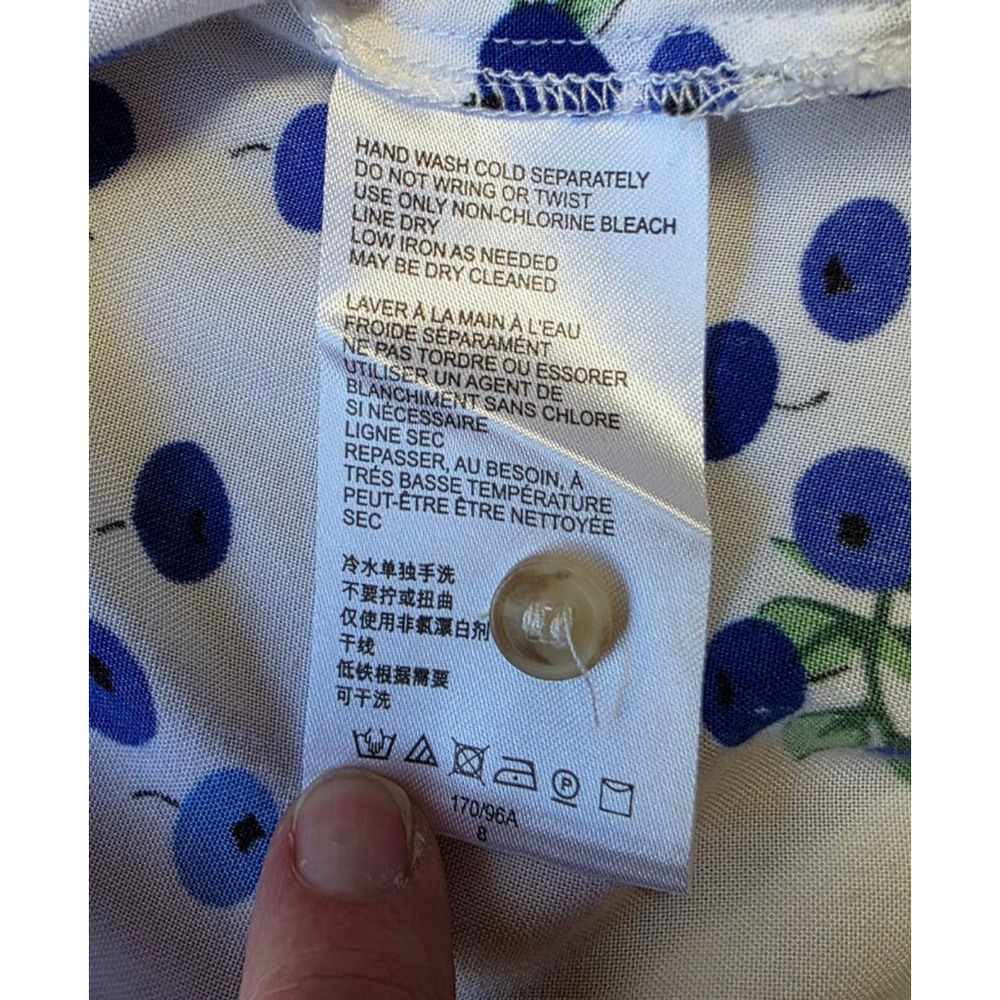 Women's Maeve by Anthropologie White Blue Blueberry Button Down Shirt Size 8 - Picture 12 of 13